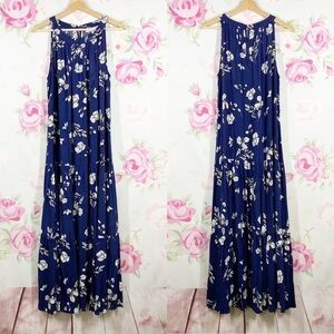NEW Ripe Maternity Pippa Peasant Navy Floral Maxi Dress S